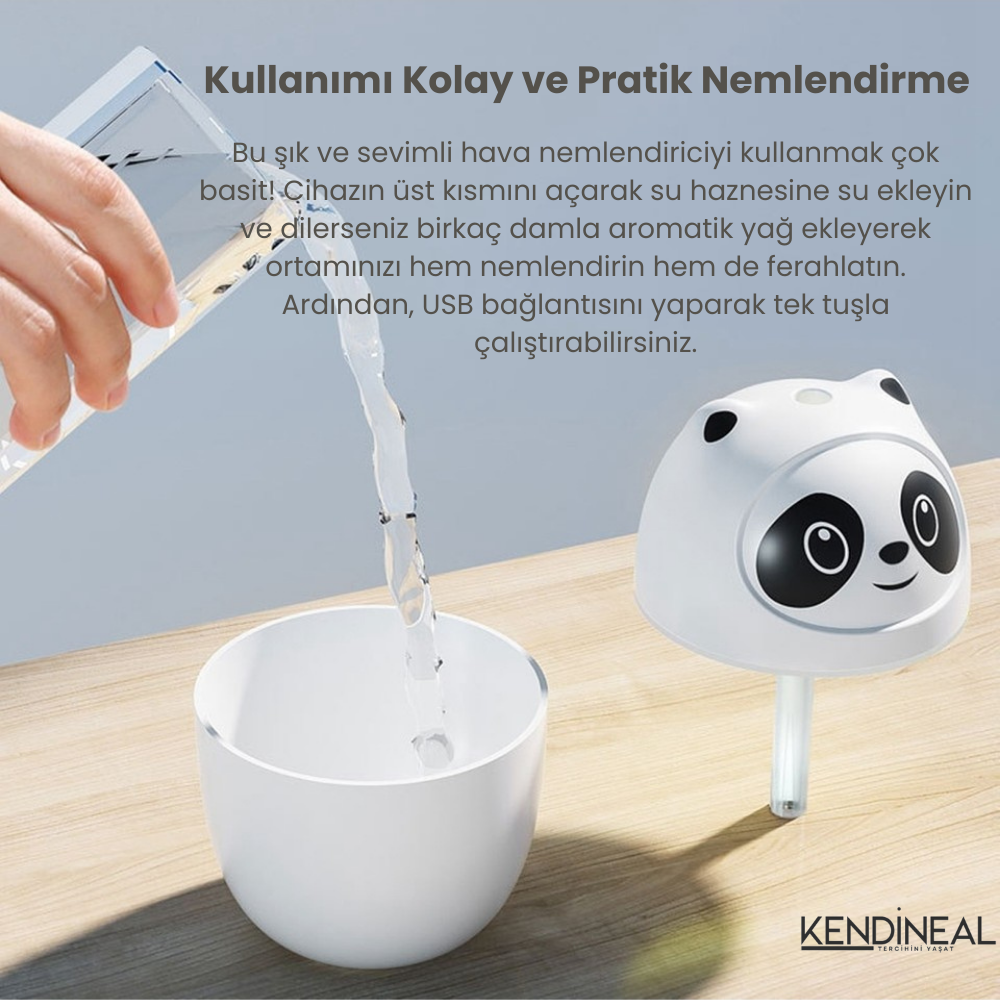 Kendineal AromaGlow Panda Hava Nemlendirici ve LED Gece Lambası