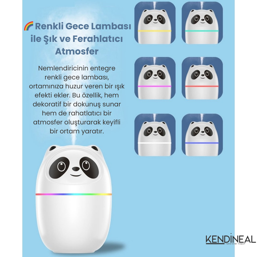 Kendineal AromaGlow Panda Hava Nemlendirici ve LED Gece Lambası