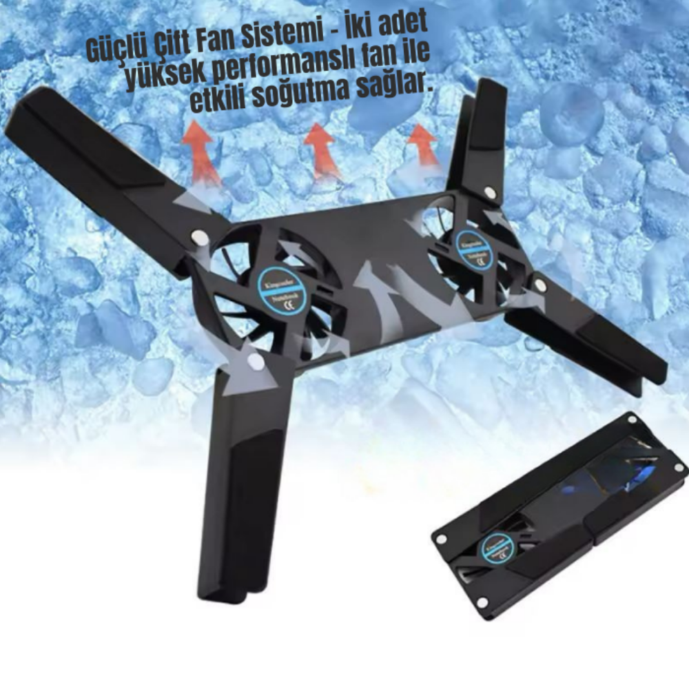Kendineal Yüksek Performanslı Ergonomik Laptop Soğutucu – 2 Fanlı, Katlanabilir & Taşınabilir Tasarım