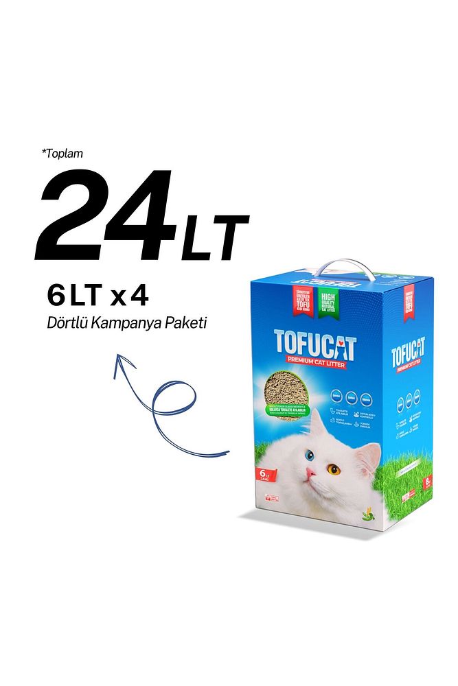 24 Litre Fırsat Paketi (6 LİTRE X 4 ADET) Pelet Tofu Kedi Kumu
