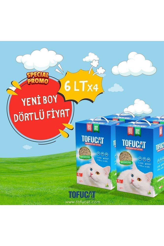 24 Litre Fırsat Paketi (6 LİTRE X 4 ADET) Pelet Tofu Kedi Kumu