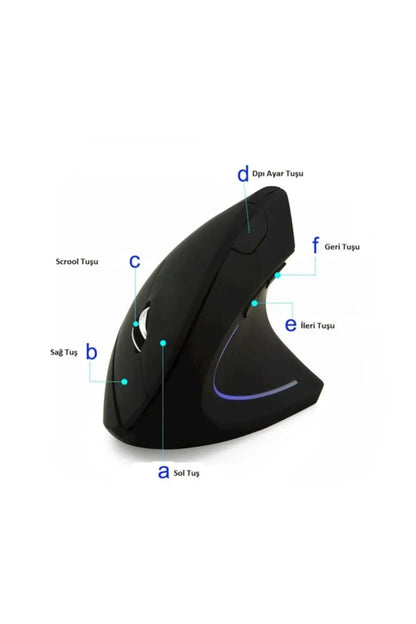 Kablosuz Ergonomik Sessiz Tıklamalı Dikey Mouse - 800/1200/1600 DPI, Bilek Dostu Tasarım