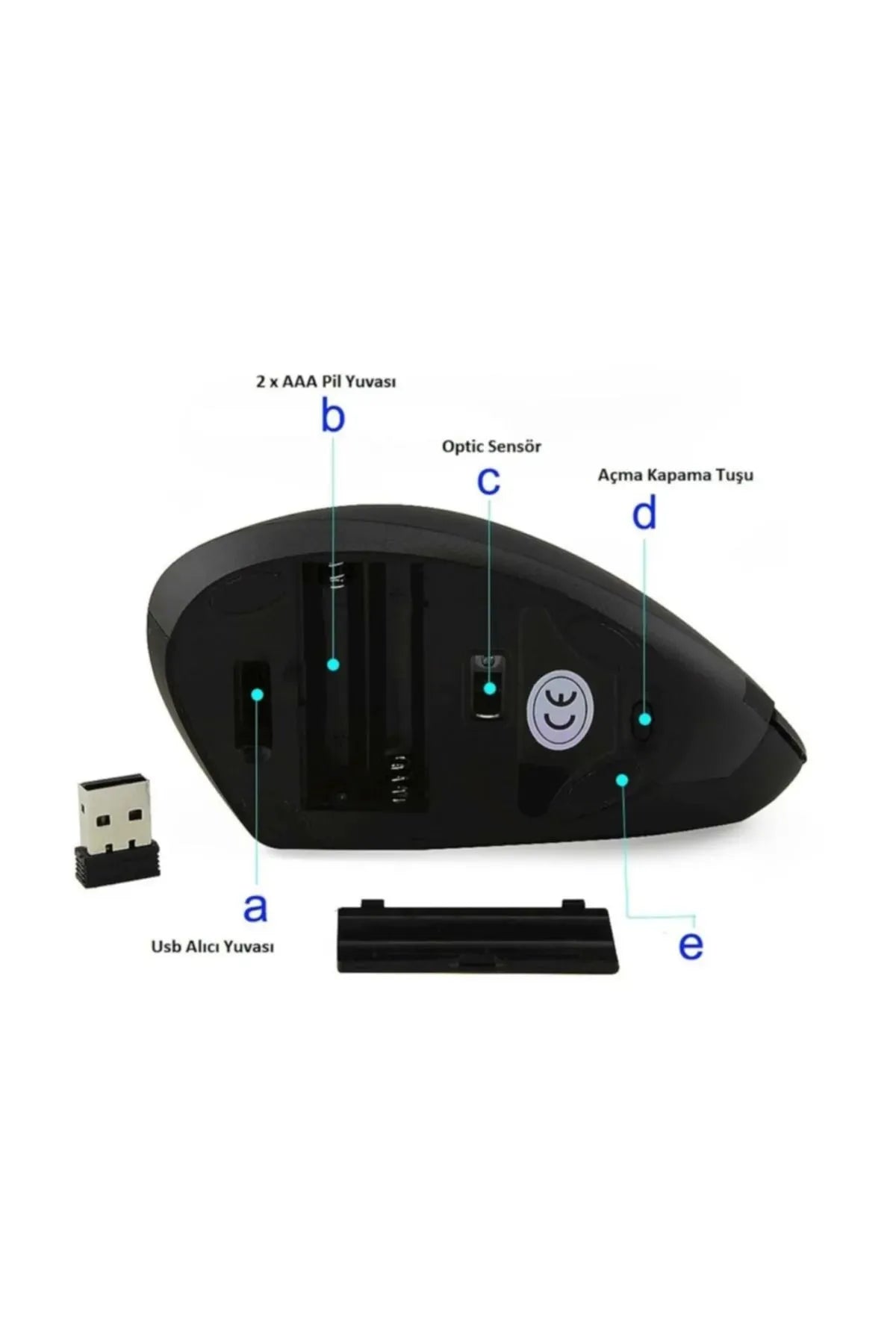 Kablosuz Ergonomik Sessiz Tıklamalı Dikey Mouse - 800/1200/1600 DPI, Bilek Dostu Tasarım