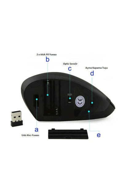 Kablosuz Ergonomik Sessiz Tıklamalı Dikey Mouse - 800/1200/1600 DPI, Bilek Dostu Tasarım