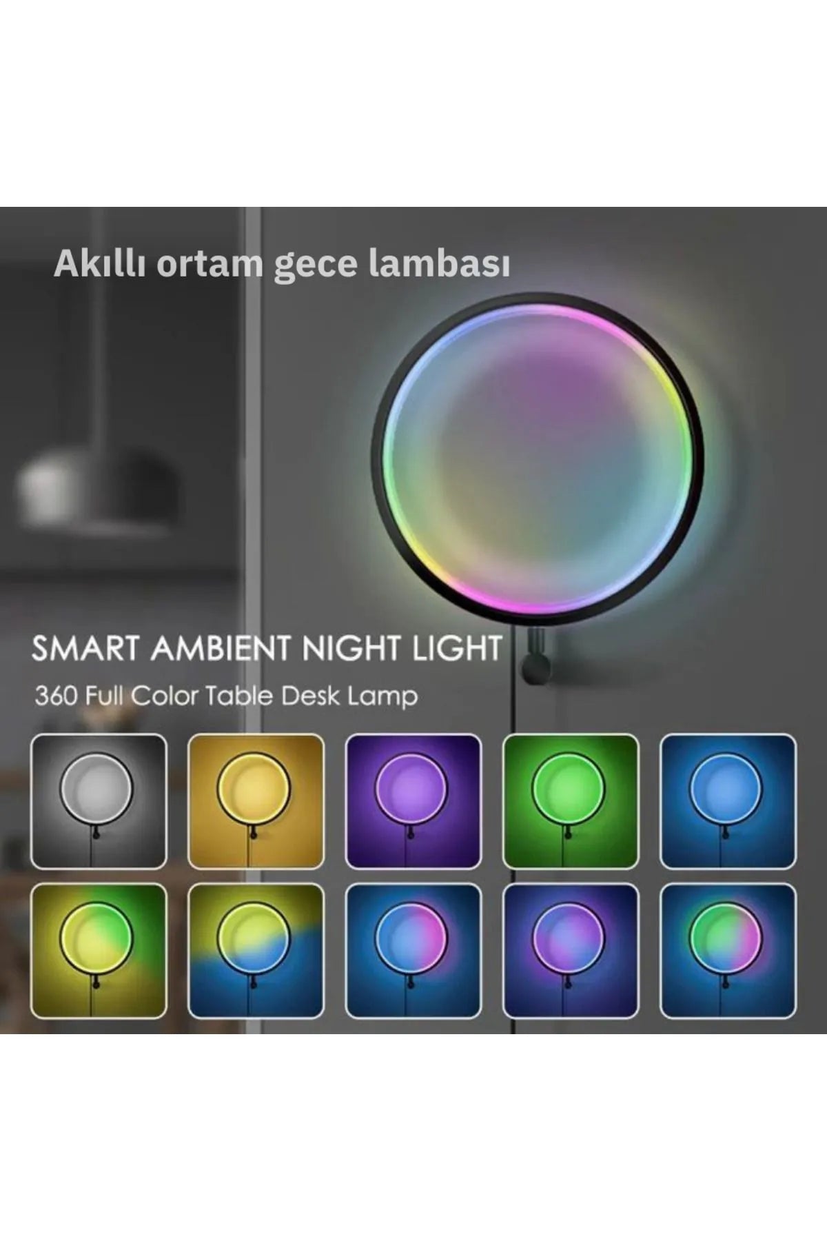 Müzik Ritimli 10 İnç LED RGB Masa Lambası - Uzaktan Kumanda ve Uygulama Kontrolü