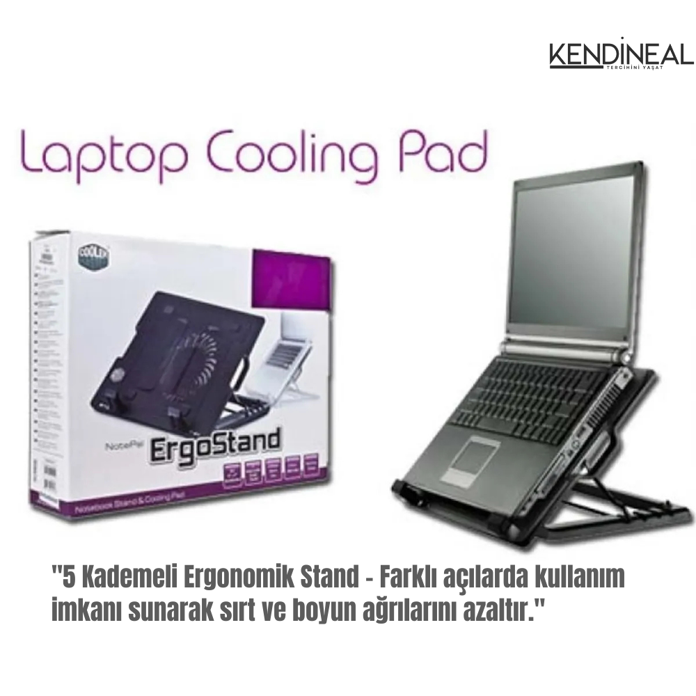 Kendineal RGB Işıklı Laptop Soğutucu – 5 Kademeli Ergonomik Stand & Güçlü Fan!