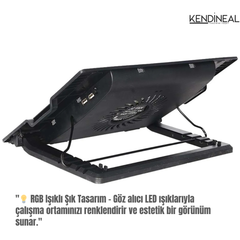 Kendineal RGB Işıklı Laptop Soğutucu – 5 Kademeli Ergonomik Stand & Güçlü Fan!